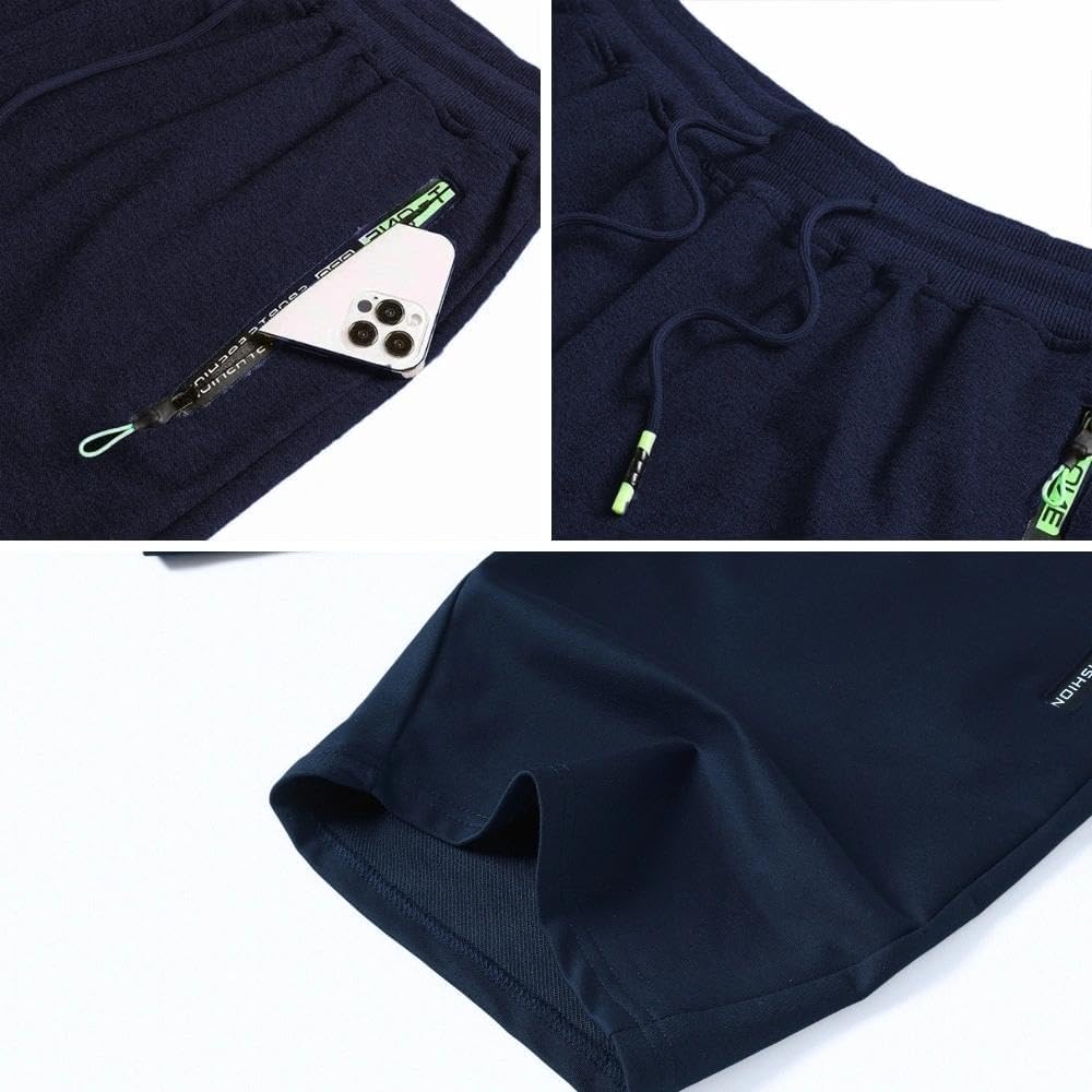 Detalle 2 de ZOXOZ Mens Shorts Summer Sports Cotton with Zip Pockets Elasticated Waist
