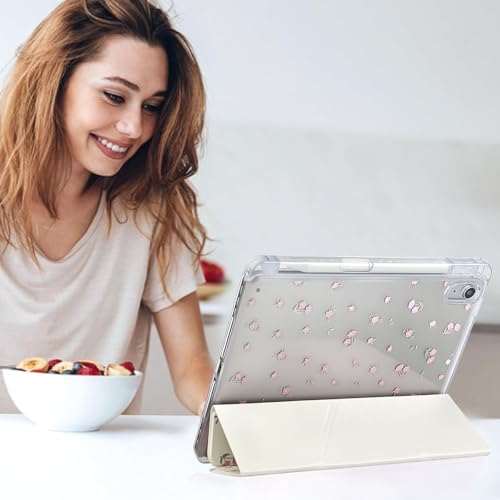Detalle de Fycyko Étui iPad 11'' (11e Génération, 2022/2025) – design floral, coque TPU souple et porte-stylo, effet camouflage léger