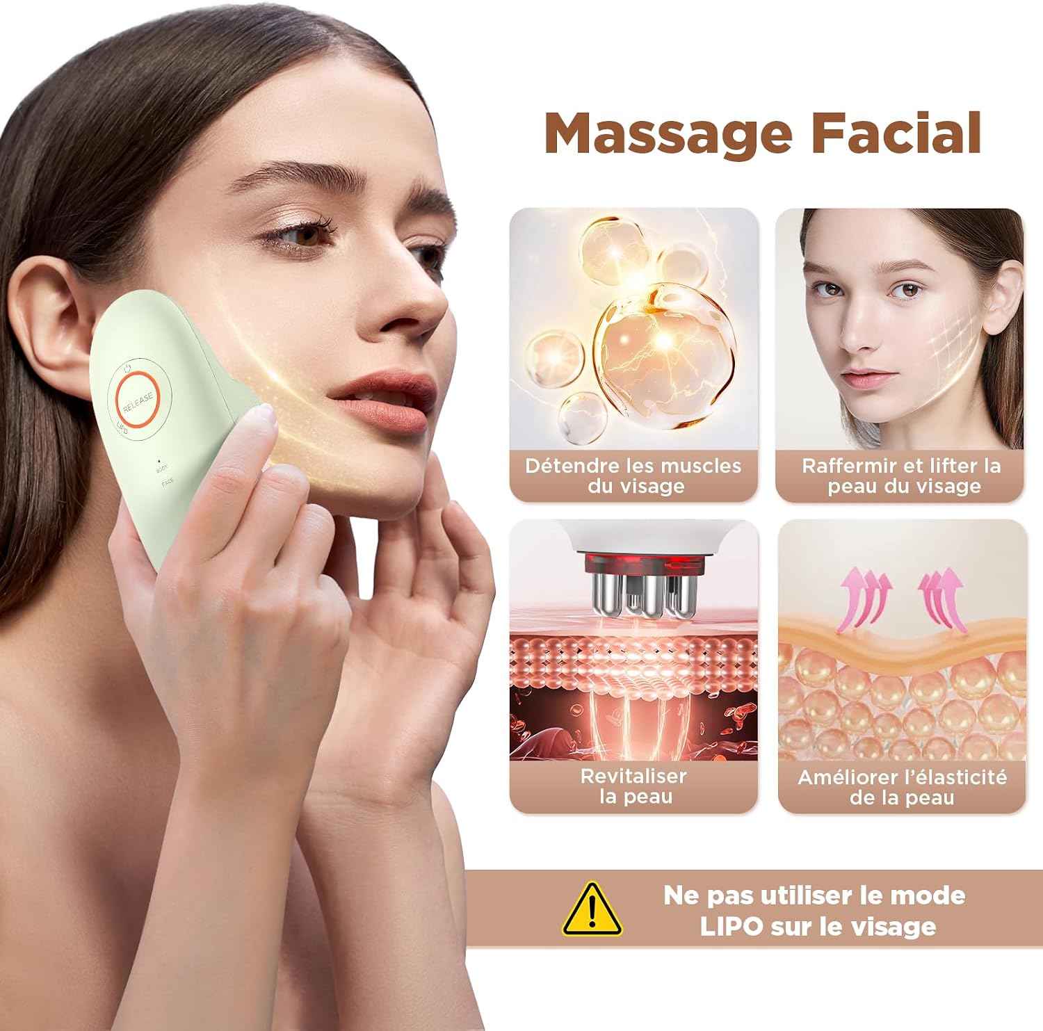 Detalle de Masseur Anti Cellulite Électrique à Ventouse, EMS et Lumière Rouge – 3 Niveaux d’Intensité, 2 Ventouses