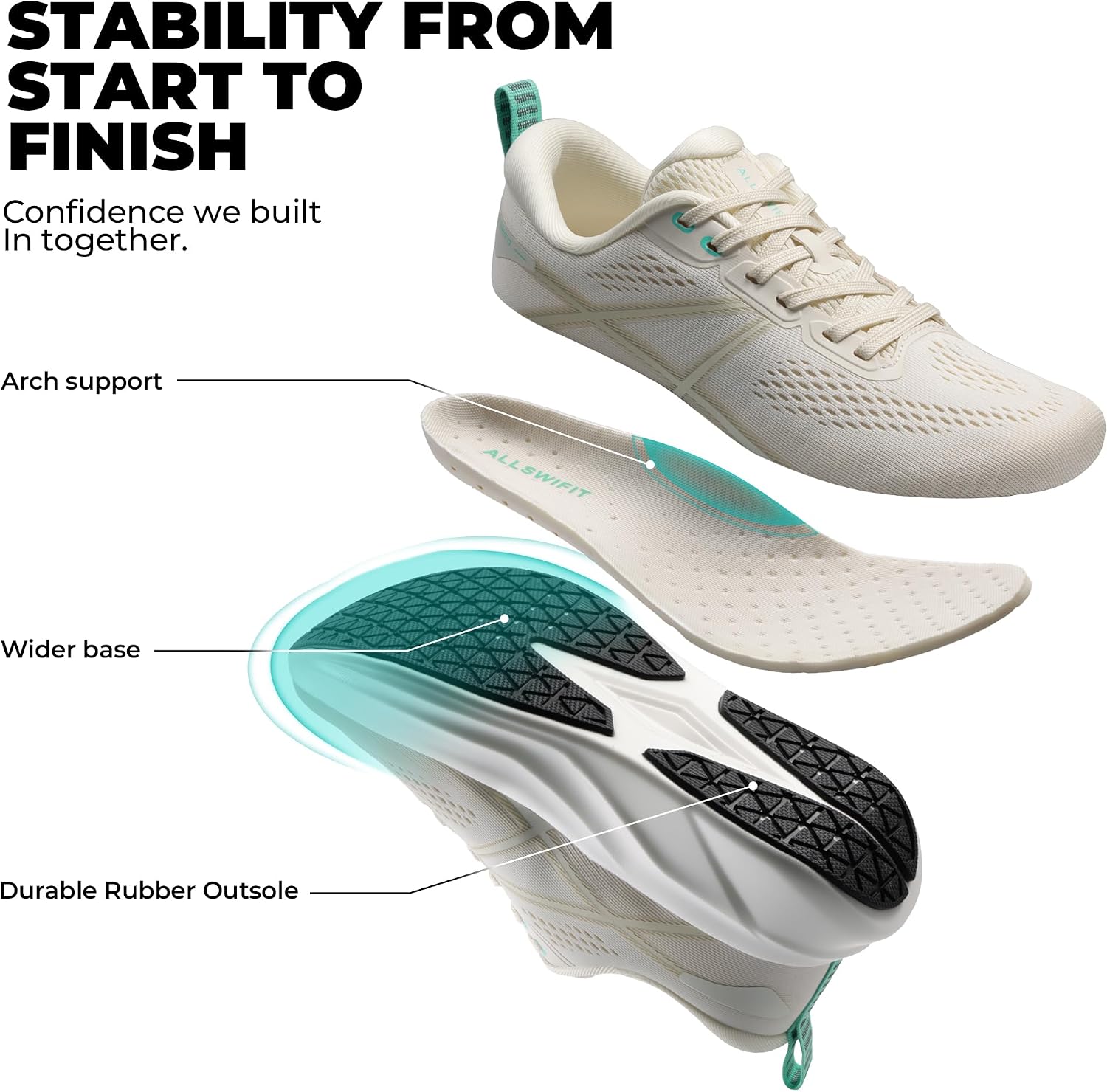 Thumbnail 6 de ALLSWIFIT Women's Road Running Shoes Cushion Tennis Shoes – Lightweight, Non-Slip with Arch Support