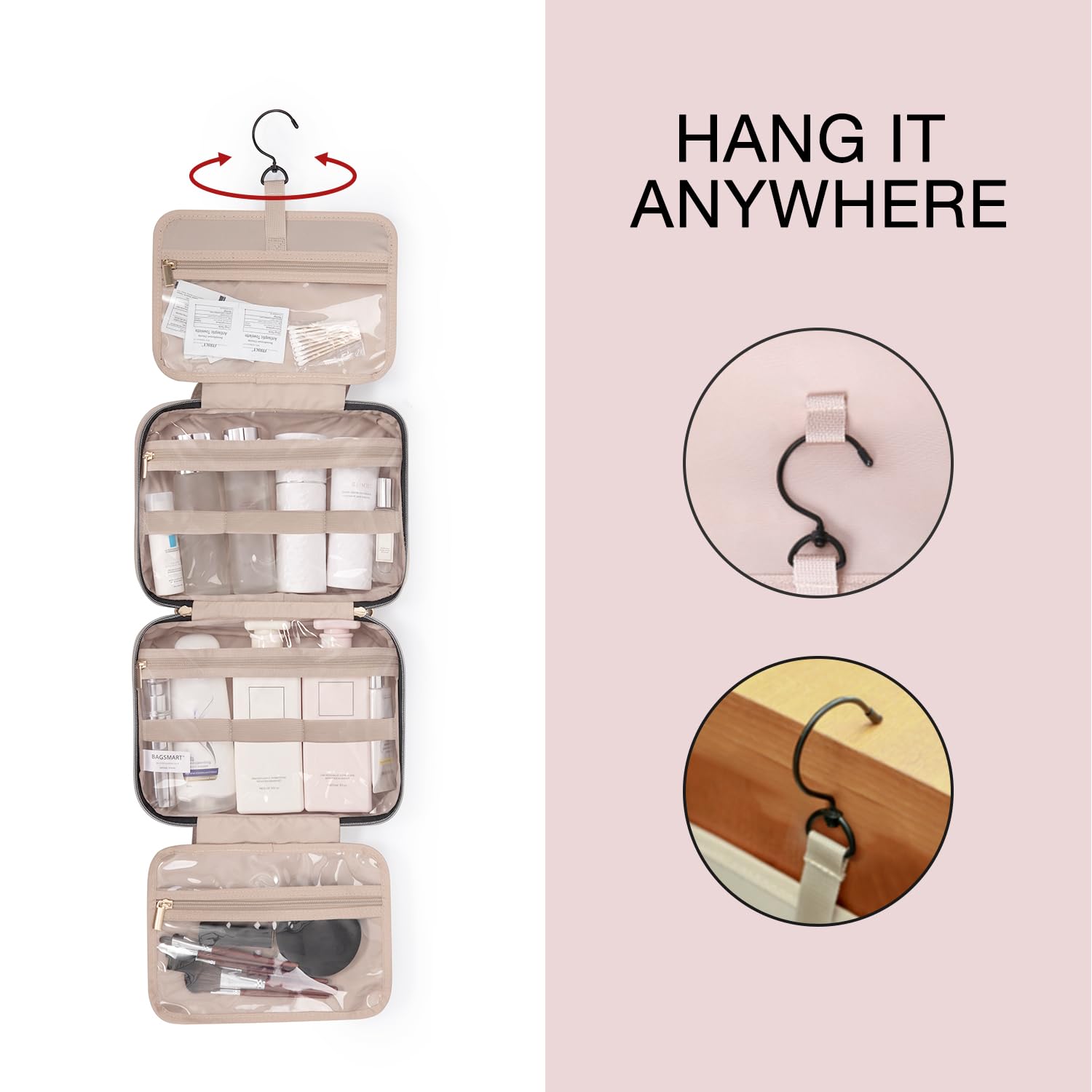 Thumbnail 1 de BAGSMART Hanging Toiletry Bag with 4 Compartments