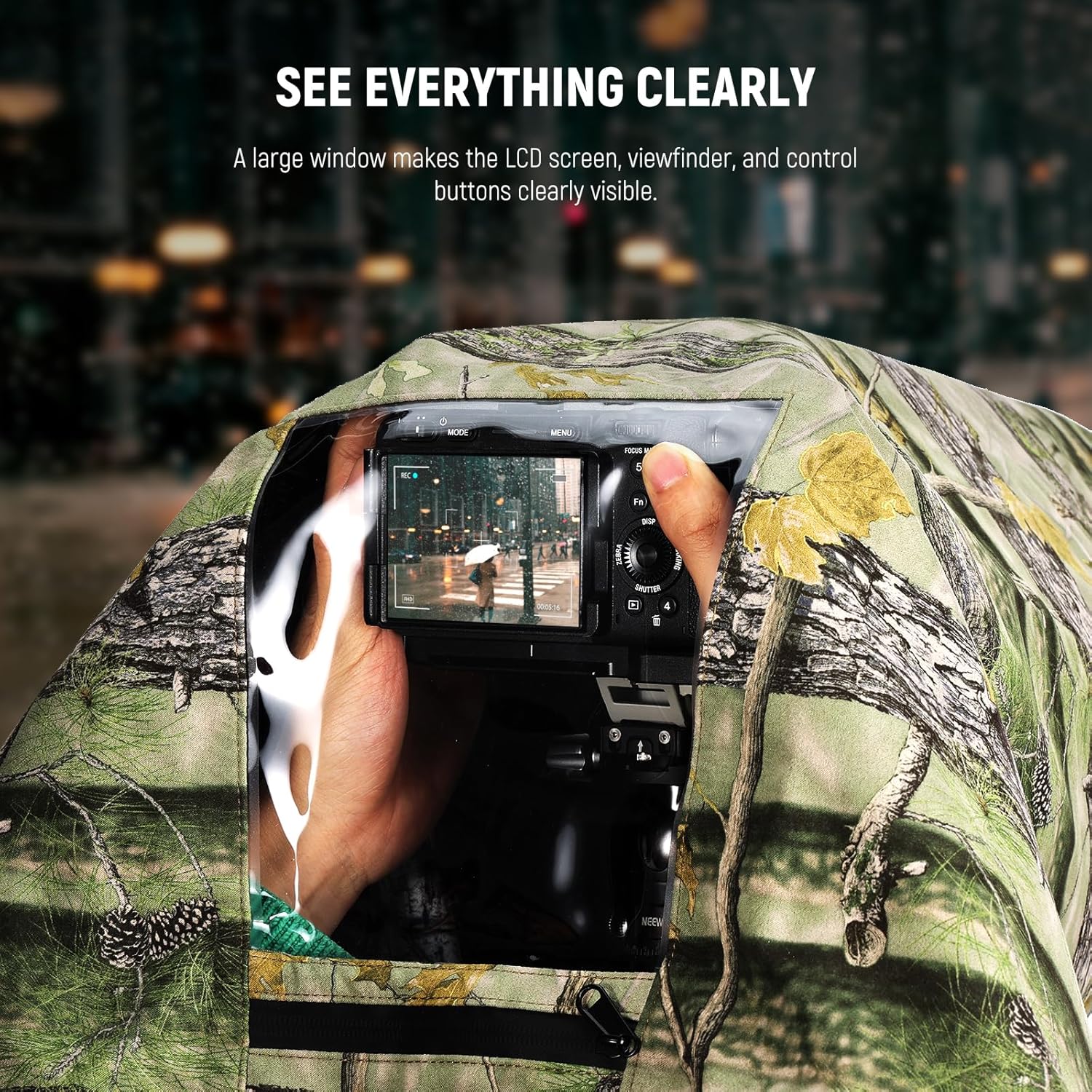 Thumbnail 4 de NEEWER PB019 XL Camera Rain Cover for DSLR & telephoto lenses (waterproof nylon, double-sided camouflage)