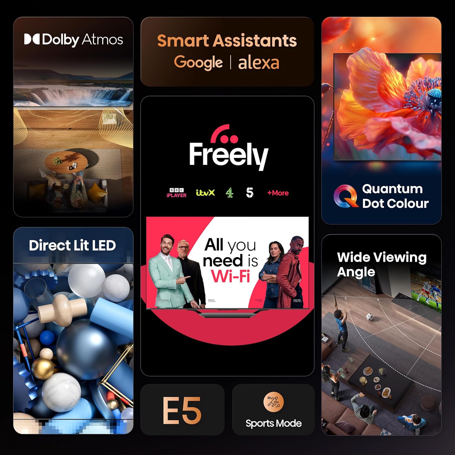 Thumbnail 4 de Hisense 40" 40E5QTUK QLED FHD Smart TV with Quantum Dot Colour, Dolby Atmos and Sports Mode