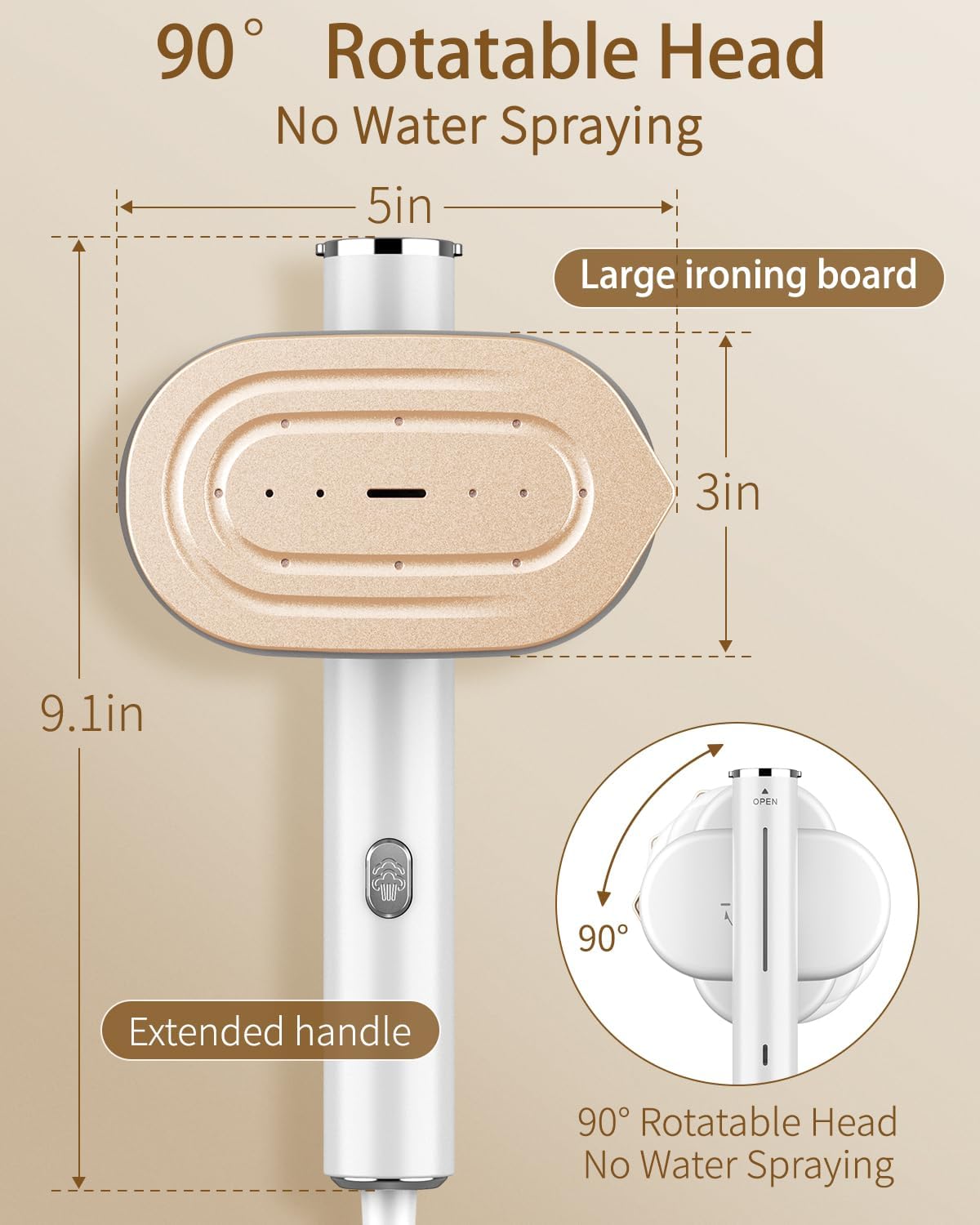 Detalle 2 de hulmay G3 (Q) 2-in-1 Handheld Garment Steamer, 1200W, 90° Rotating Head