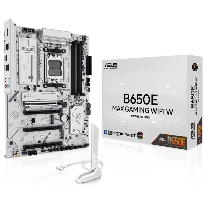 Detalle de ASUS B650E MAX Gaming WiFi W placa base PCIe 5.0 🖥