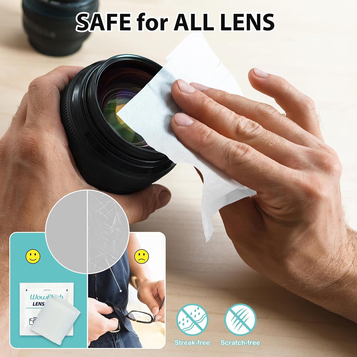 Detalle de 200 Count Lens Wipes for Eyeglasses Cleaning Wipes ๐