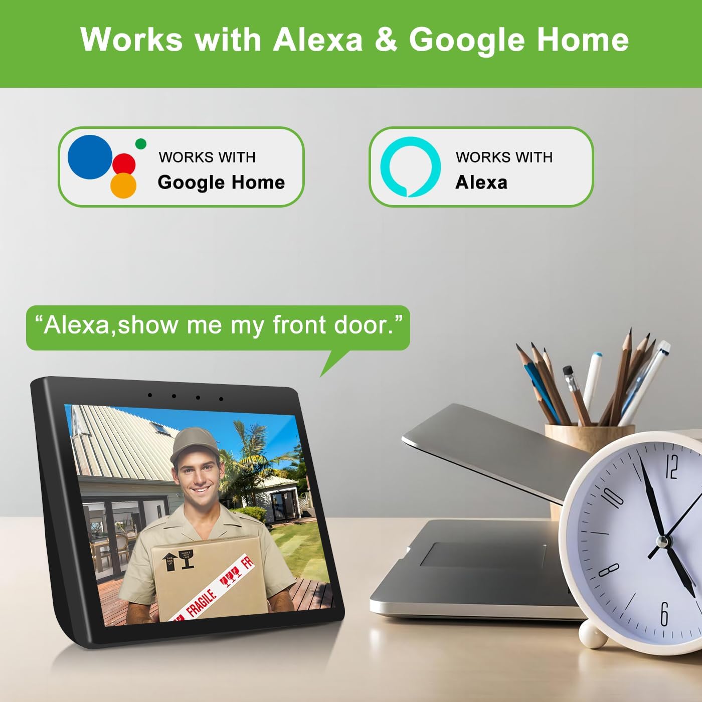 Thumbnail 2 de Wireless Video Doorbell Camera with Chime (1080P Wi‑Fi, PIR, 2‑Way Audio) with Voice Changer, IP66