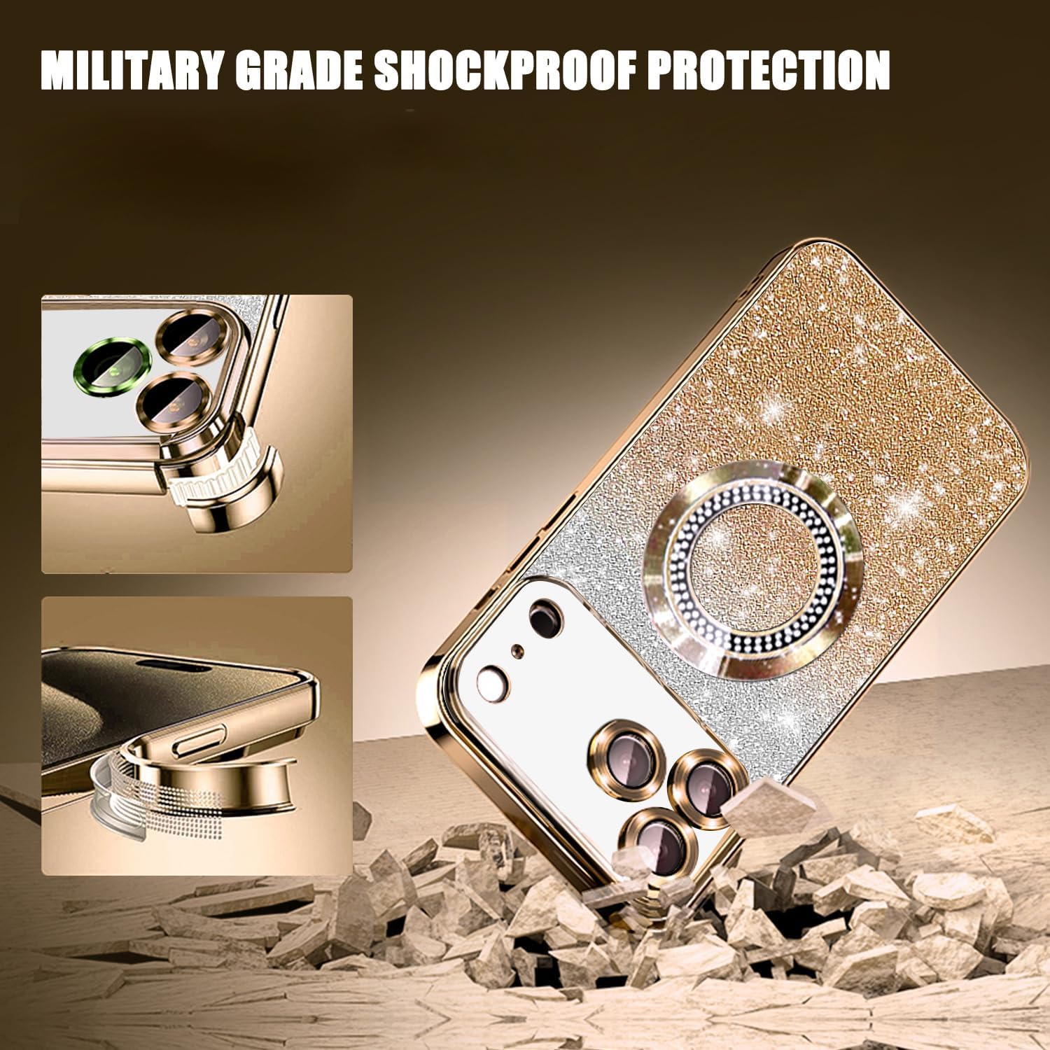 Thumbnail 3 de Misscase Magnetic Glitter Case for iPhone 17 Pro Max (MagSafe Compatible) with Camera Lens Protector