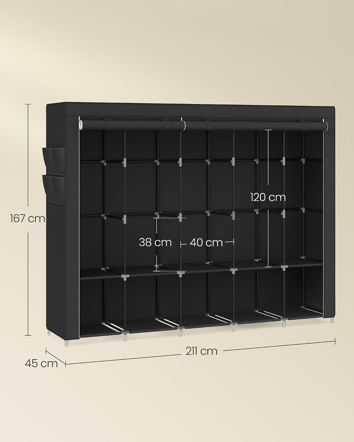 Detalle 2 de SONGMICS RYG095B01 guardaroba 45 x 211 x 167 cm