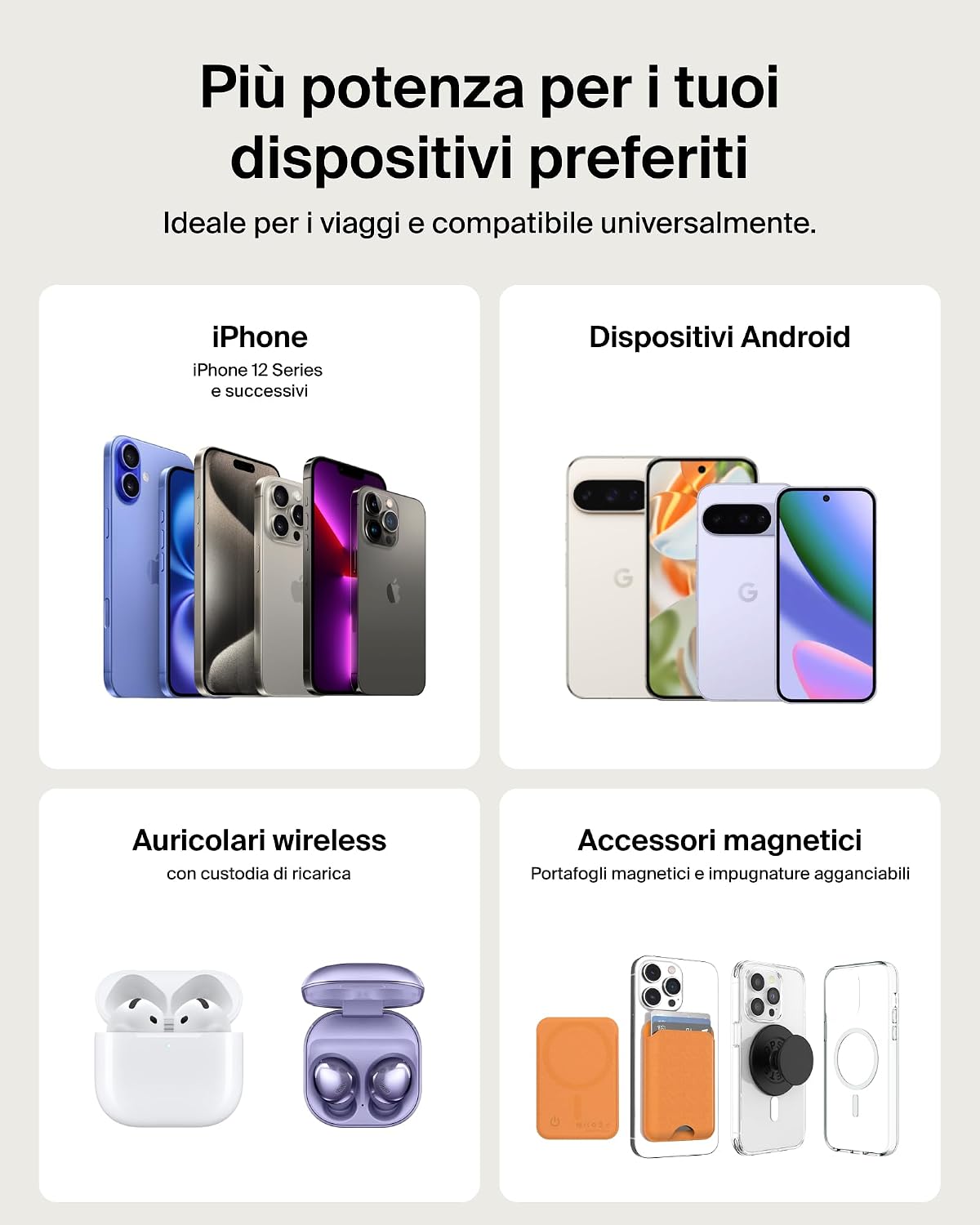Detalle 2 de Belkin BoostCharge Power Bank 5000 mAh Magnetico: ricarica wireless e USB-C, compatibile Qi2