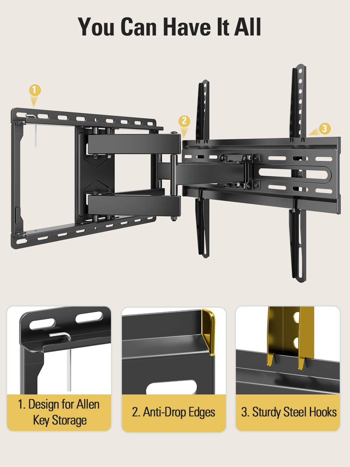 Detalle 2 de Mounting Dream MD2380-CA Full-Motion TV Wall Mount, 32–65 in, Swivel and Tilt
