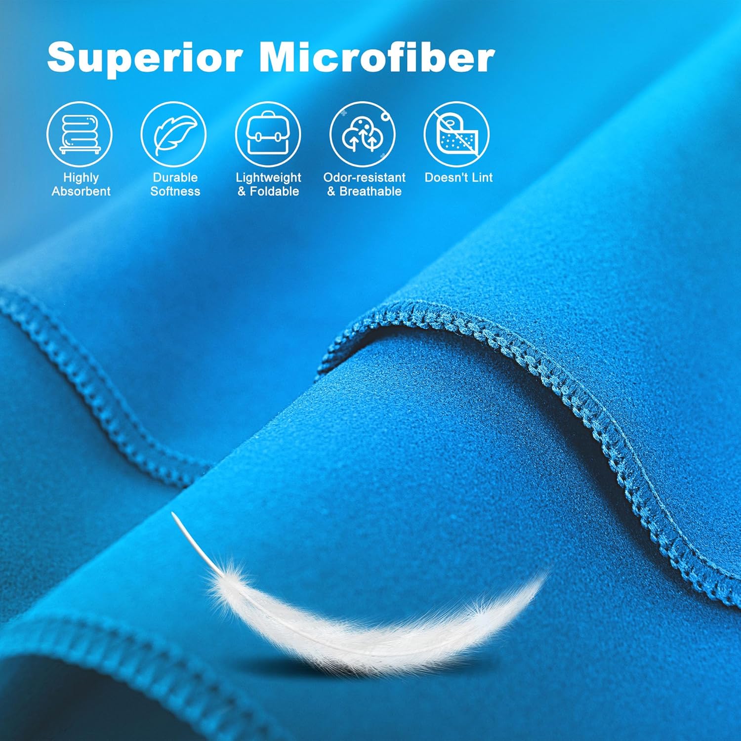 Thumbnail 3 de HiiPeak Microfibre Towel Compact Camping Beach Towel (Light Blue, 1 pack) – Quick-dry 180cm x 90cm