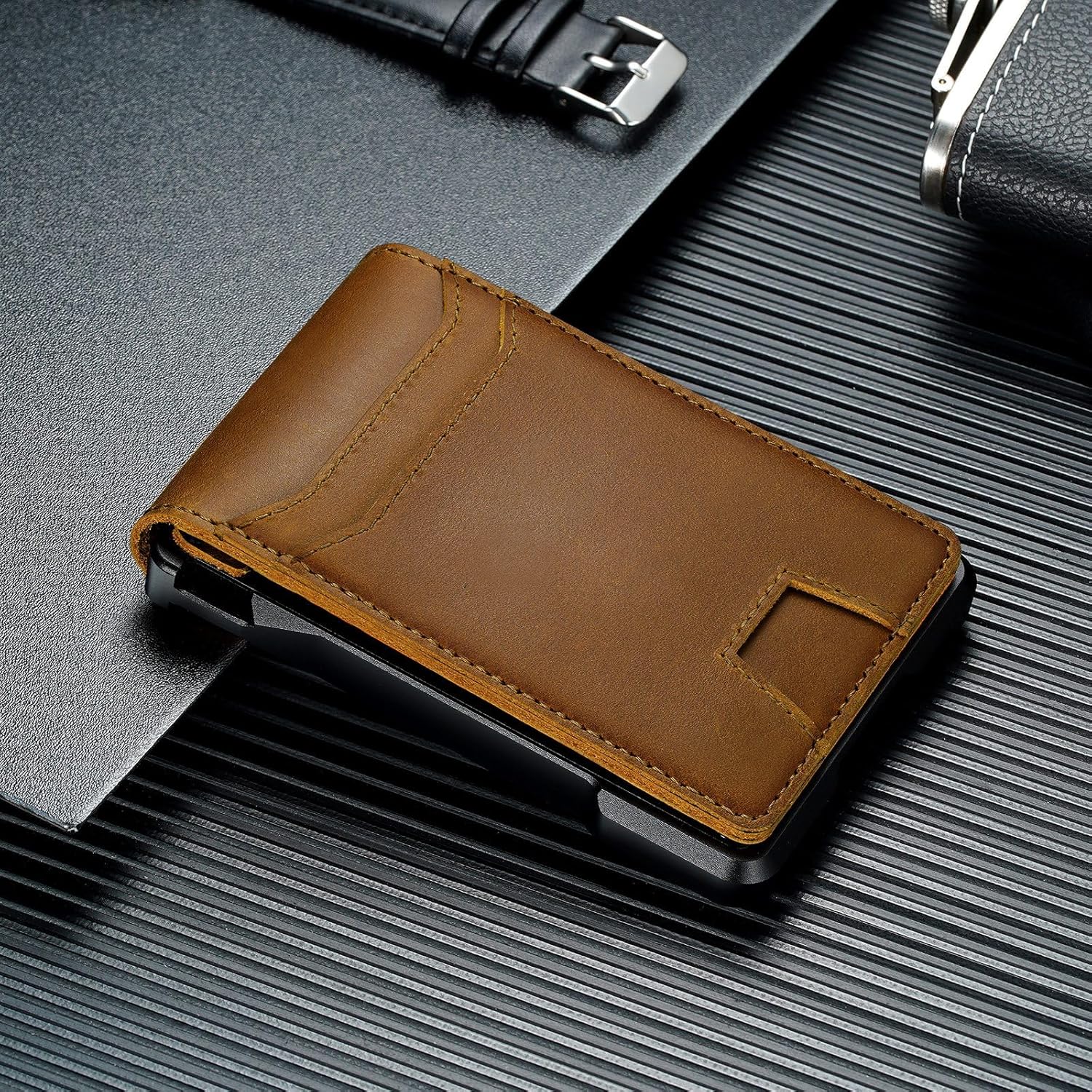 Thumbnail 6 de furid TS013 Slim RFID Wallet, Full-Grain Leather with Pop-Up Card Access