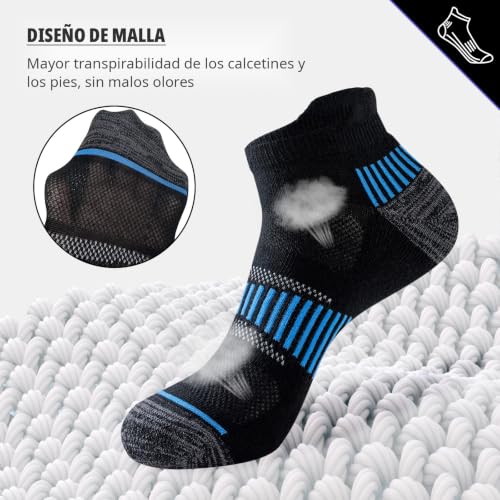 Detalle de Niorasen Calcetines Deportivos Hombre, 6 Pares — Cortos y Acolchados