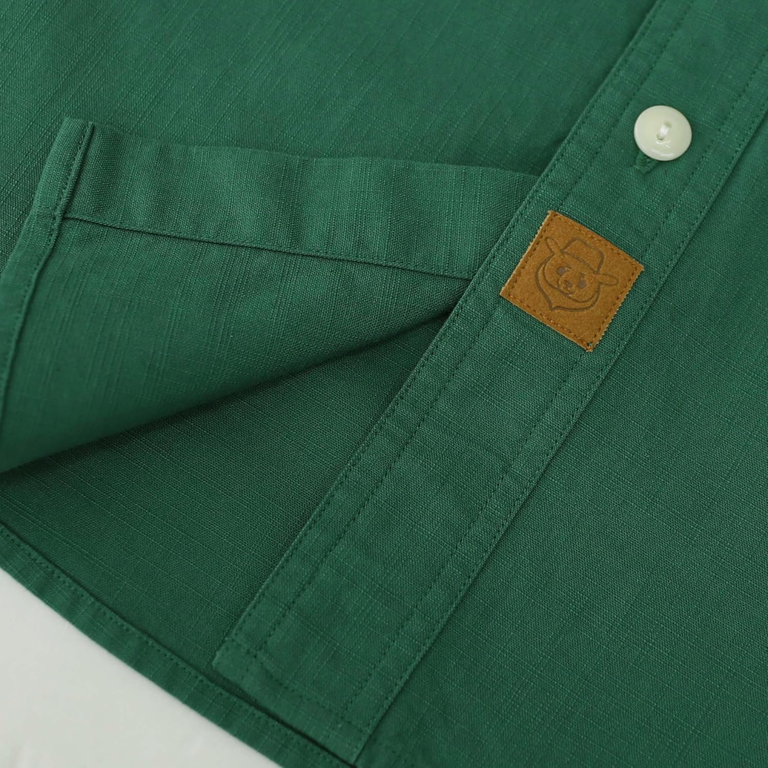 Detalle 2 de Dubinik Camicia Uomo Chambray Lavoro Cotone a Maniche Lunghe con Due Tasche