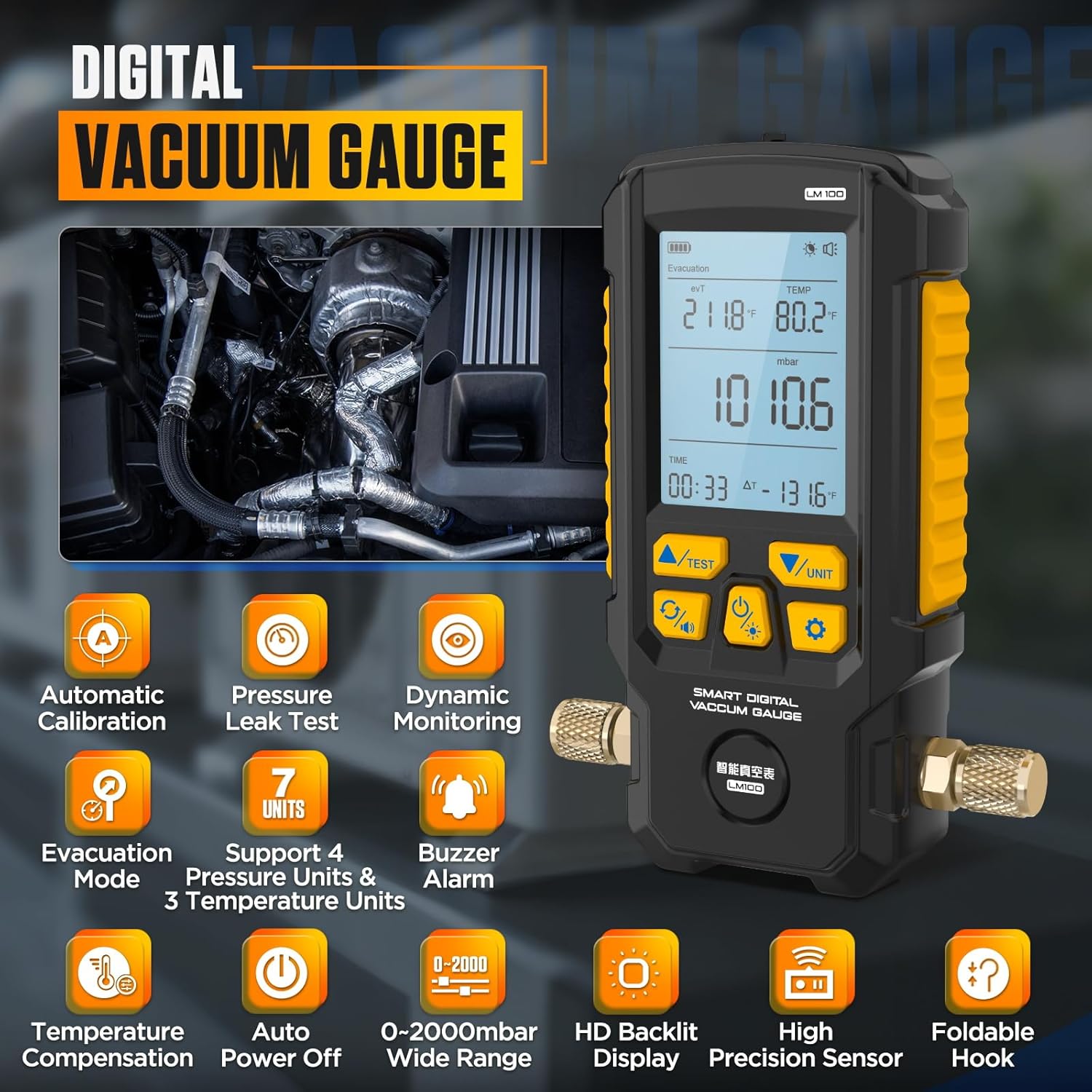 Detalle 2 de Manomètre à vide numérique intelligent LM100 (CVC) 0–2000 mbar, précision ±0,2%
