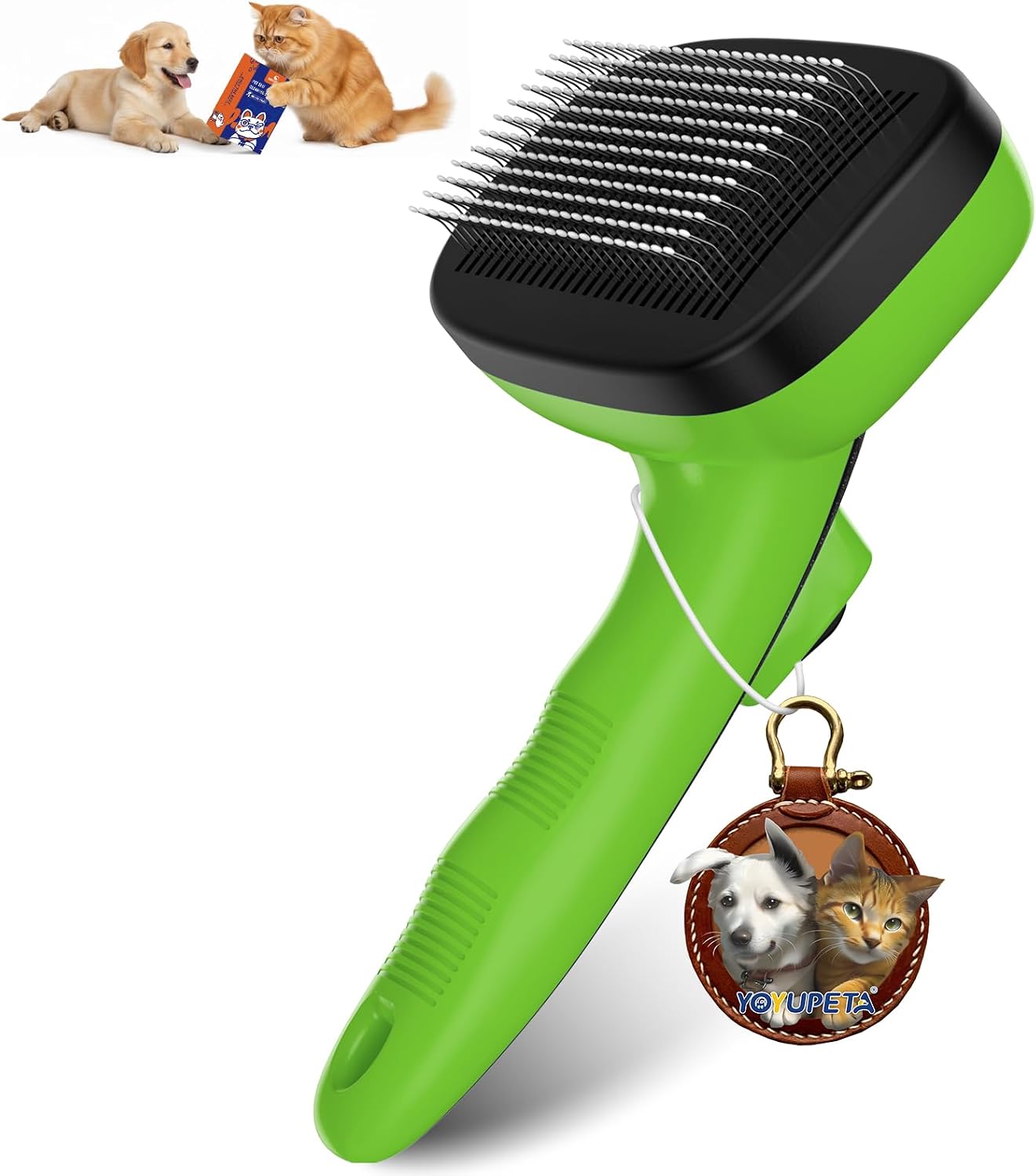 Detalle de YOYUPETA Self-Cleaning Slicker Brush, Green