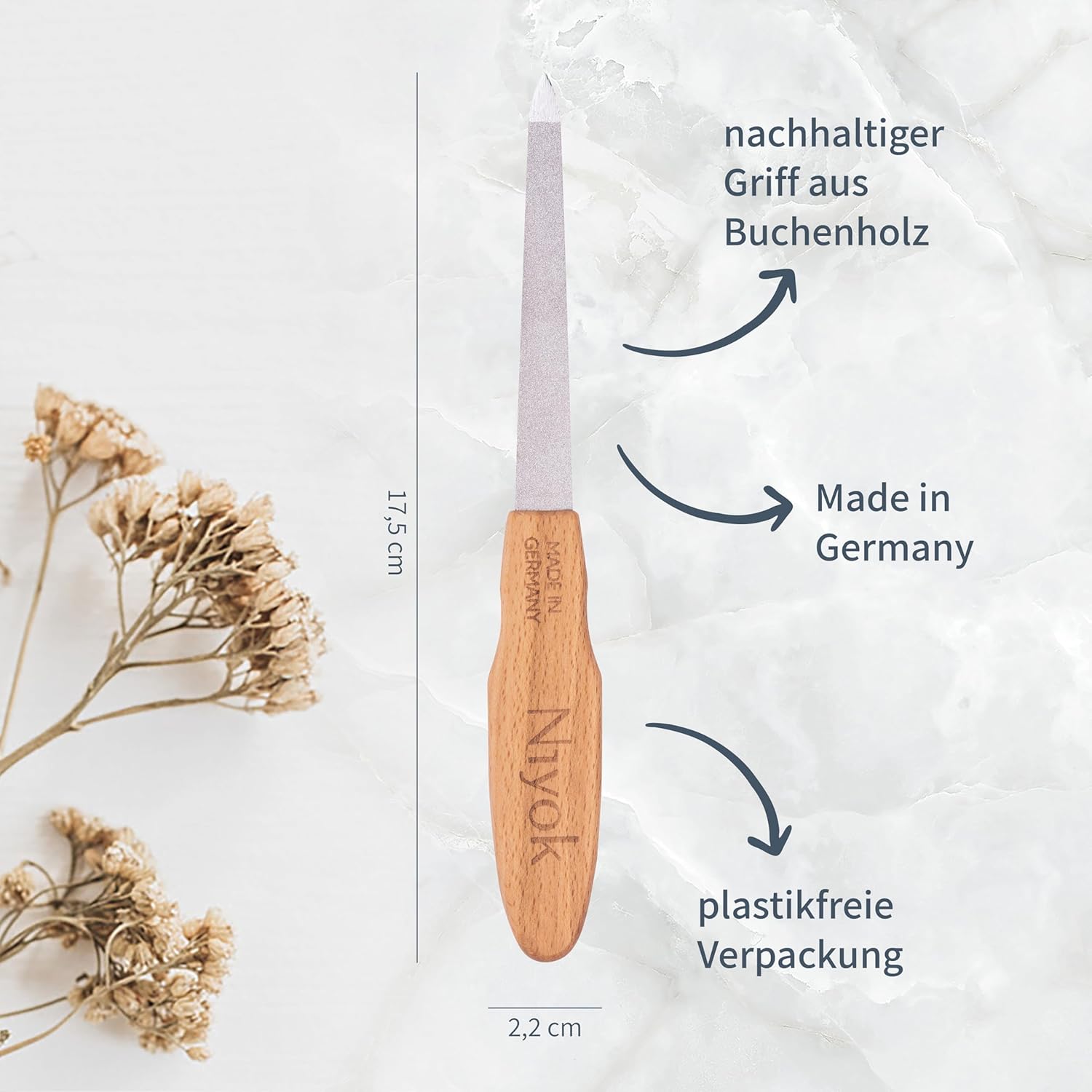 Detalle 2 de NIY NIYOK 4060 Lime à ongles avec manche en bois – petite taille