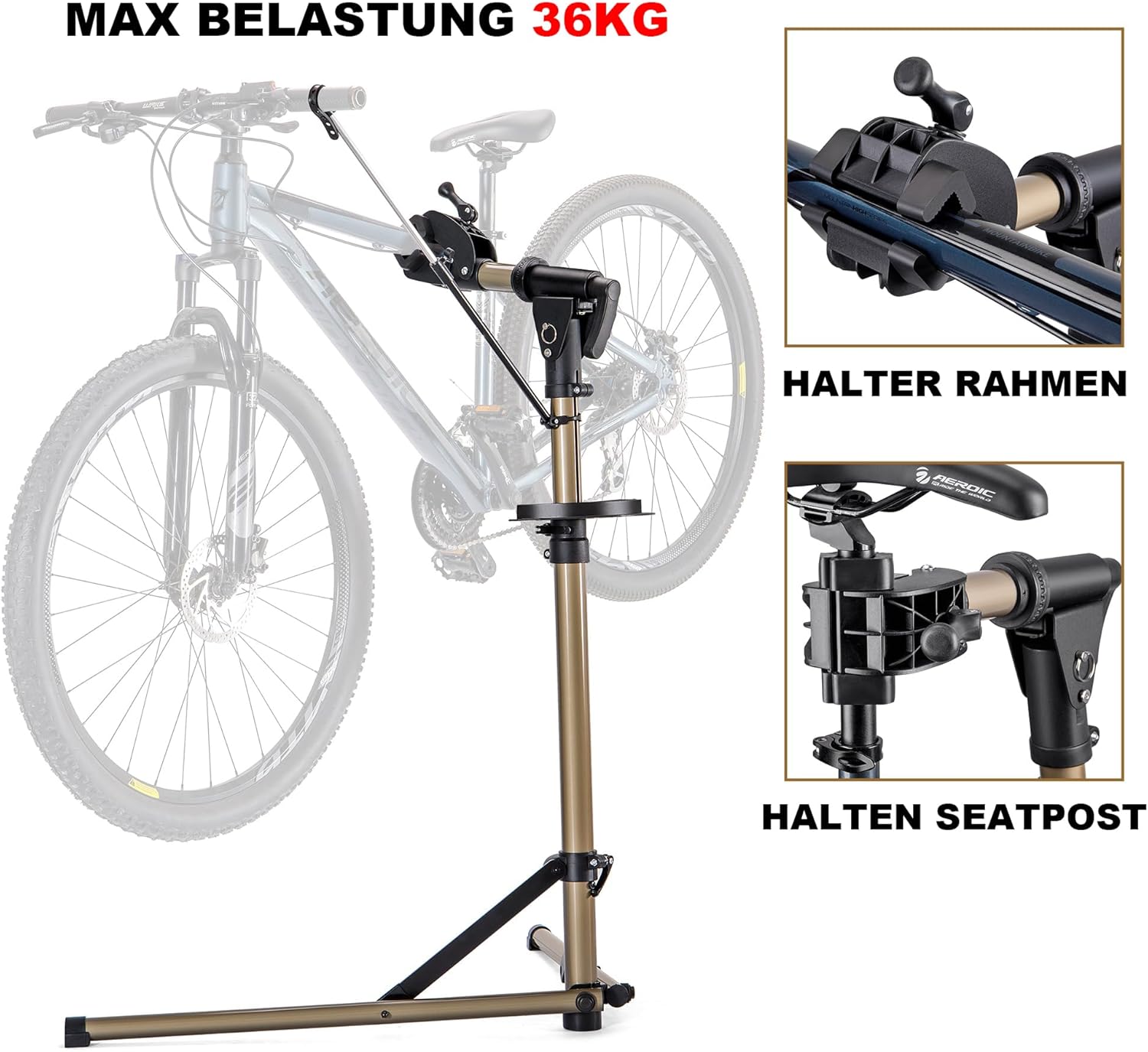 Thumbnail 3 de Pied de réparation pour vélo CXWXC, support réglable jusqu’à 36 kg et tête rotative 360°
