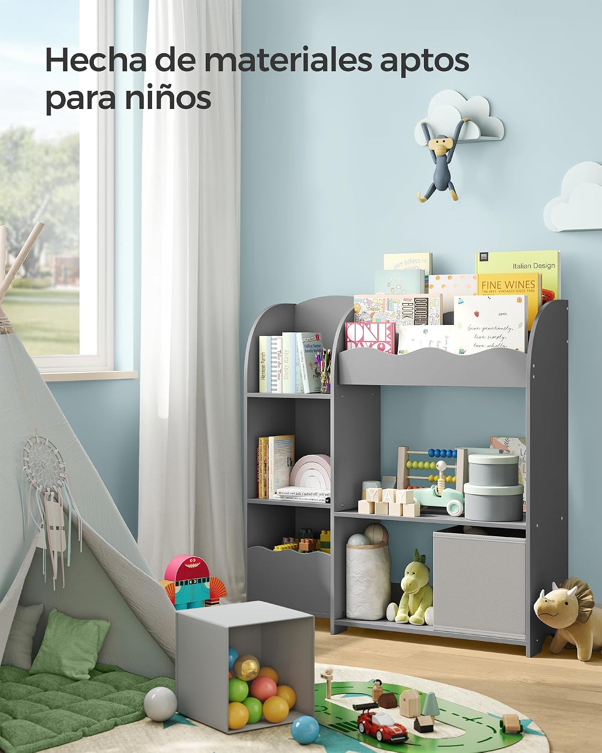 Detalle de SONGMICS GKR042G01 estantería infantil 3 en 1