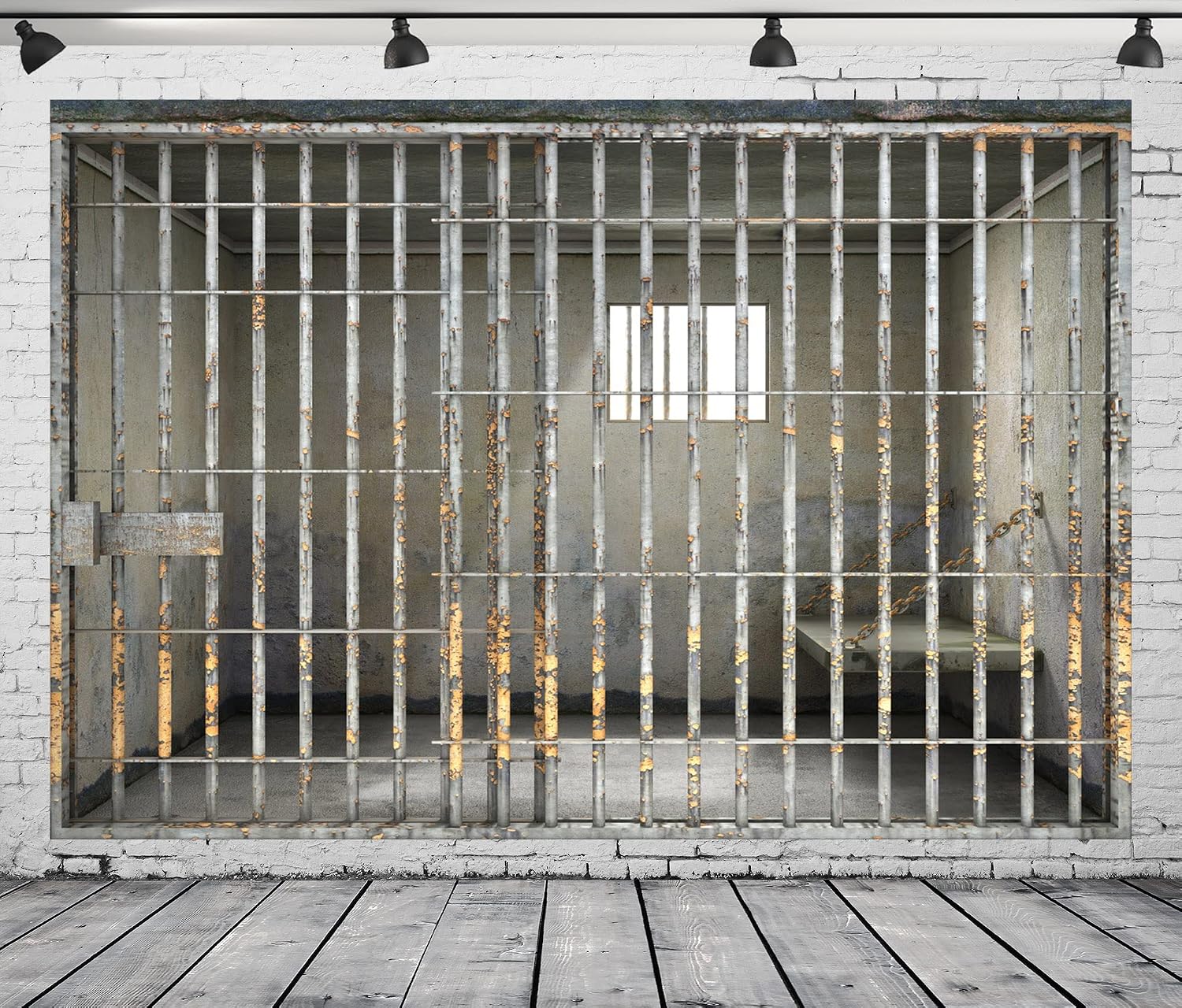 Detalle de BELECO 1.5 x 1m Fabric Prison Bars Backdrop (Jail/Mugshot crime theme photo background)