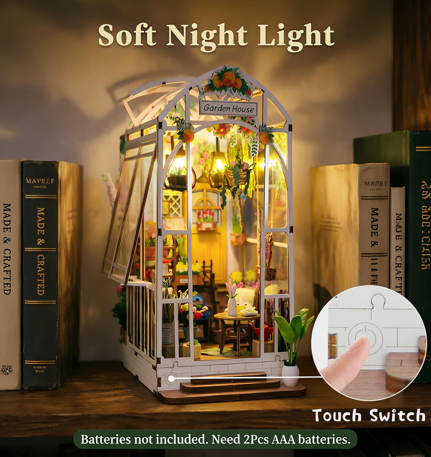 Thumbnail 1 de Fimeetoy Book Nook Kit for Adults – LED Light Miniature House DIY (3D Garden View)