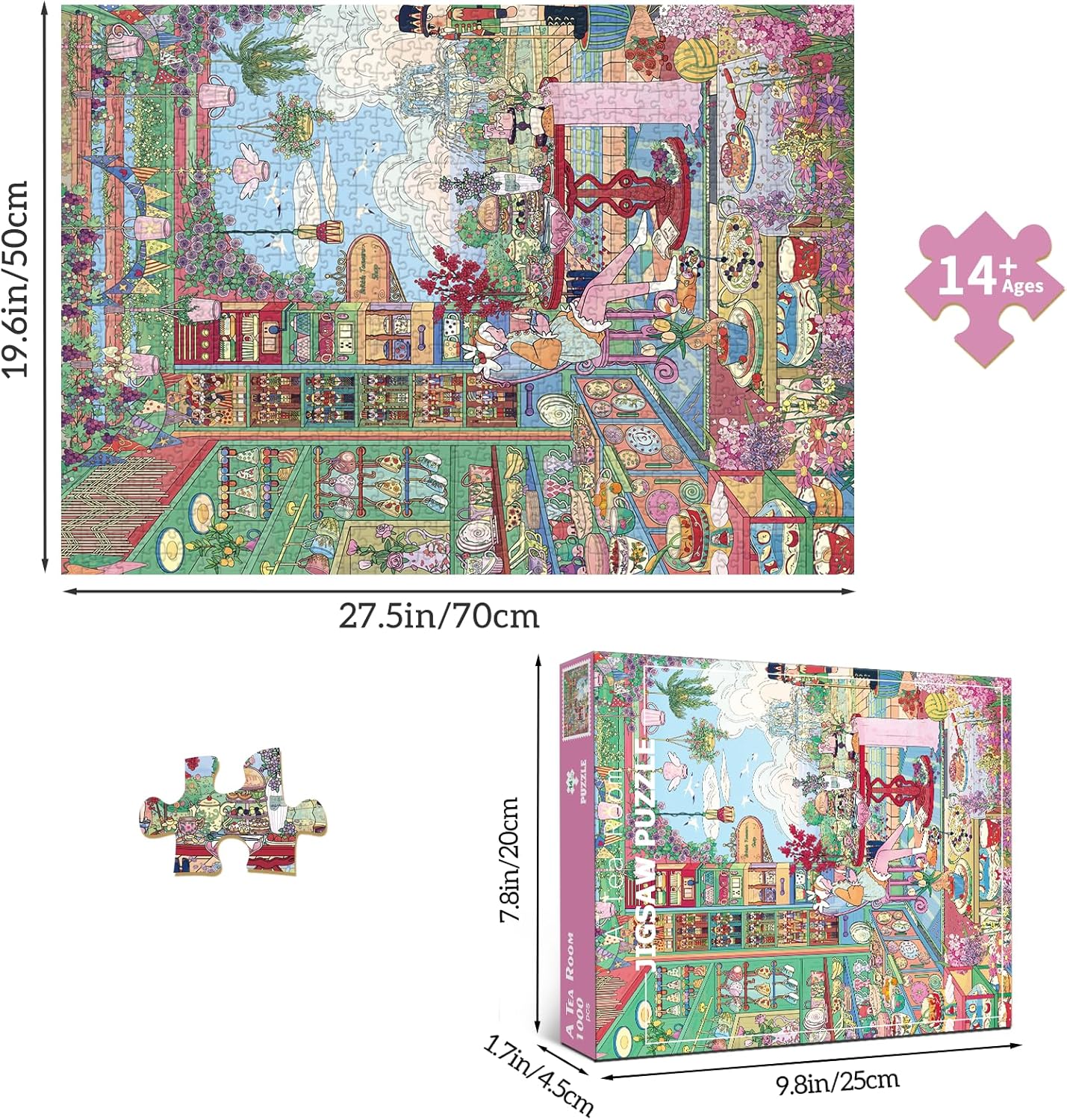 Detalle 2 de HUADADA 1000-Piece Jigsaw Puzzle: Whimsical Garden Tea House