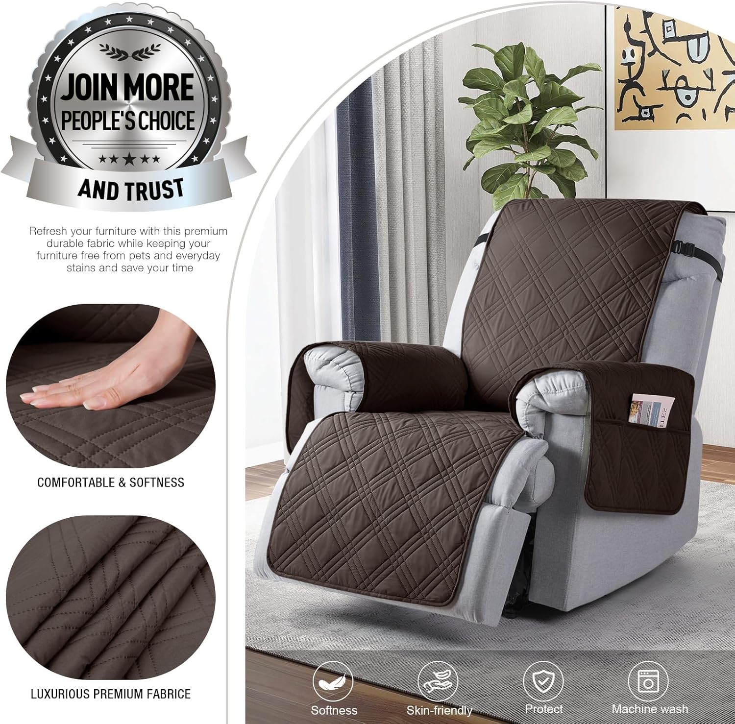 Detalle 2 de TAOCOCO Recliner Chair Cover 23.6