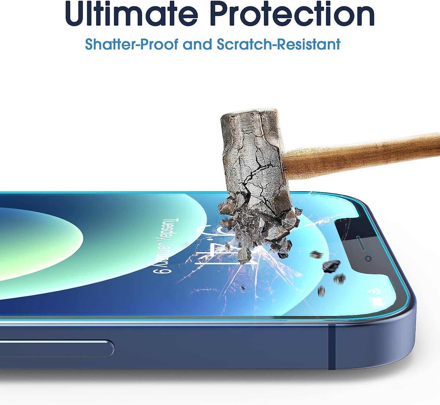 Detalle de amFilm OneTouch Tempered Glass Screen Protector for iPhone 12/12 Pro, 2-Pack