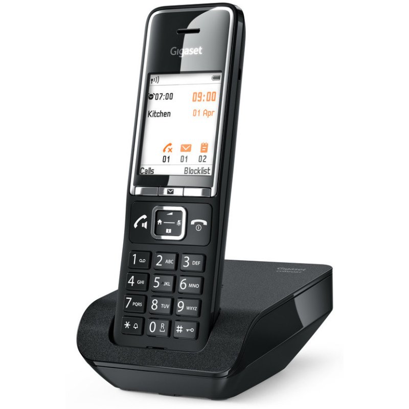 Detalle de Gigaset Comfort 550 Iberia: Teléfono inalámbrico DECT negro para casa y escritorio