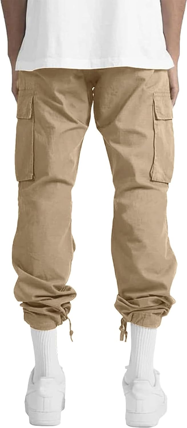 Thumbnail 4 de HUNGSON Mens Cargo Pants Drawstring Casual Hiking Pants Joggers