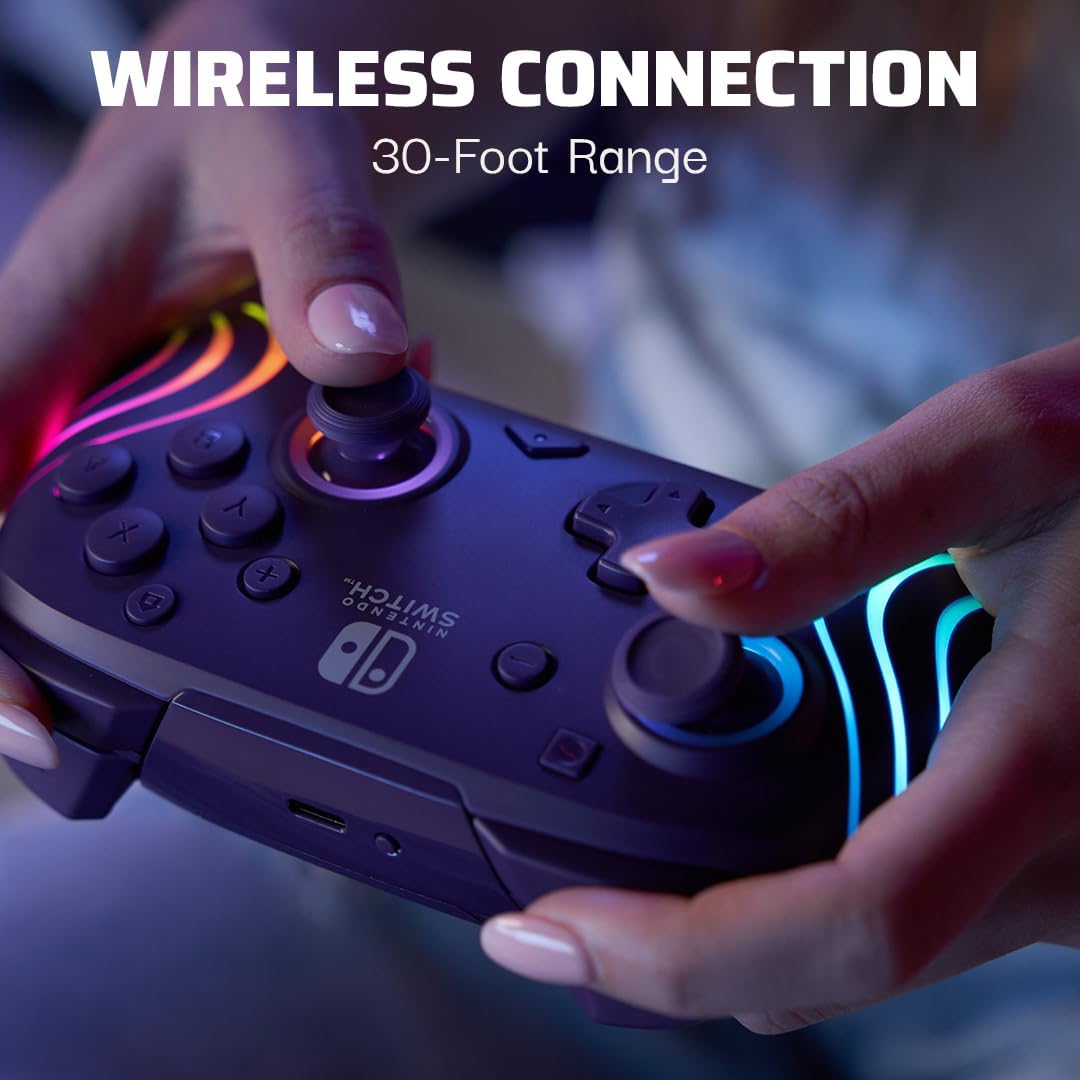 Detalle de PDP Afterglow Wave Wireless Pro Controller (Purple) for Nintendo Switch / Switch OLED