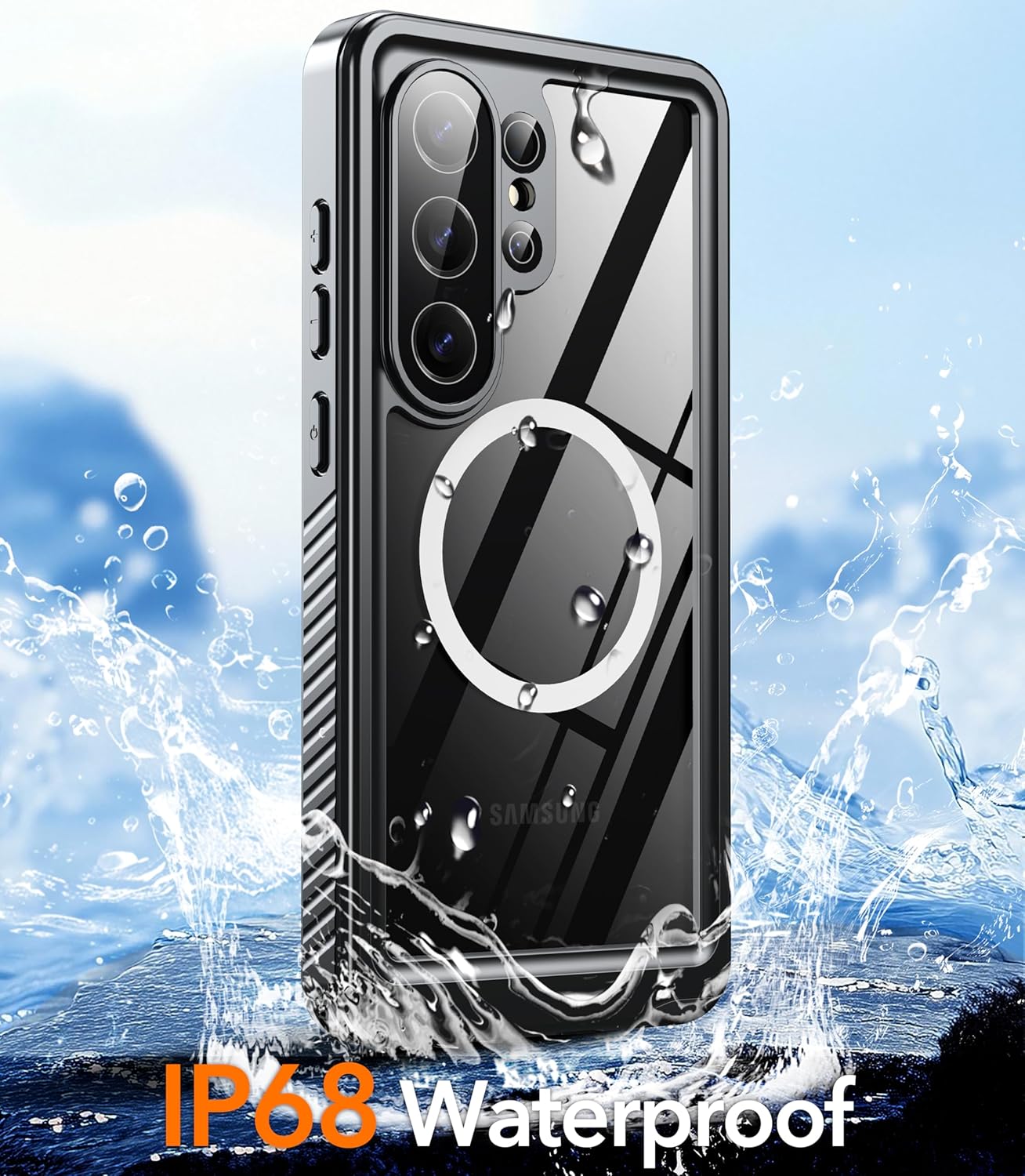 Detalle 2 de Oterkin for Samsung S26 Ultra Waterproof Case with MagSafe, Built-in Screen & Camera Protectors (IP68) – Black