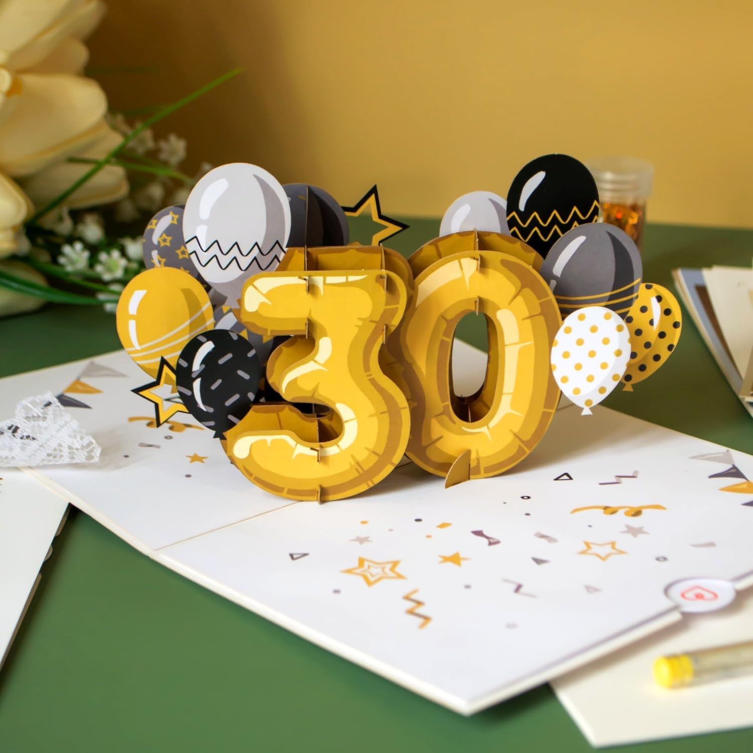 Thumbnail 3 de papercrush® Carte pop-up 30e anniversaire : carte d’anniversaire 3D faite à la main avec 30 ballons