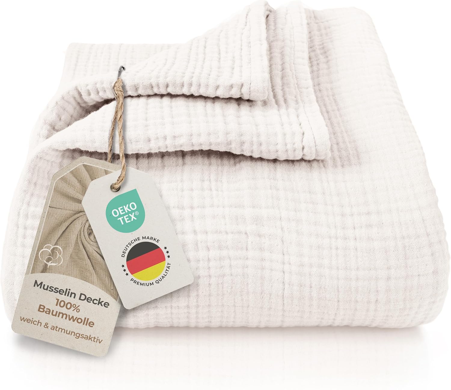 Detalle de LAYNENBURG Premium Musselin Tagesdecke 150x200 cm (100% Baumwolle) – extraweiche Sommerdecke in Altrosa