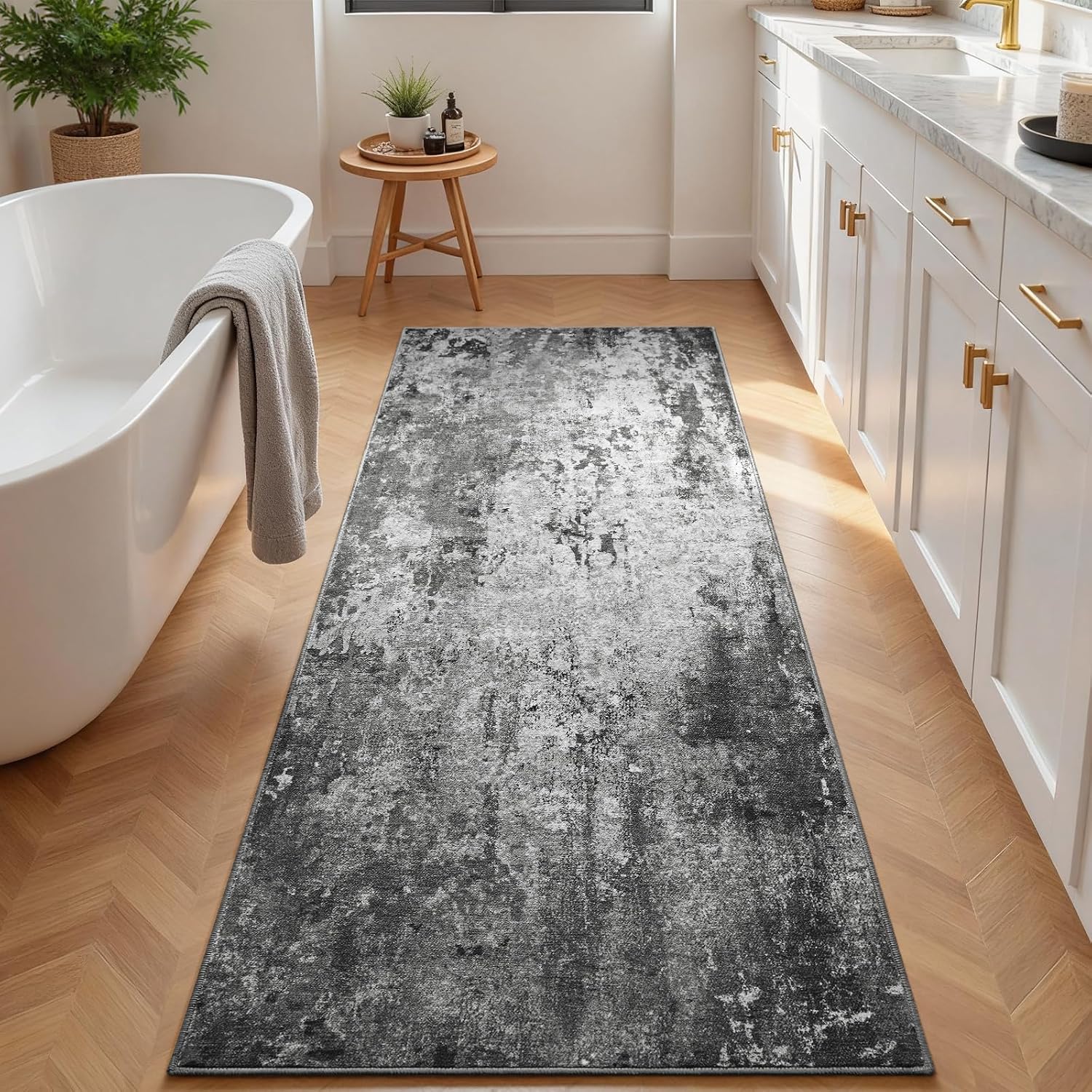 Detalle de 2.6x8 Black Rug Runner — Non Slip 2.6x8 ft Carpet Runner