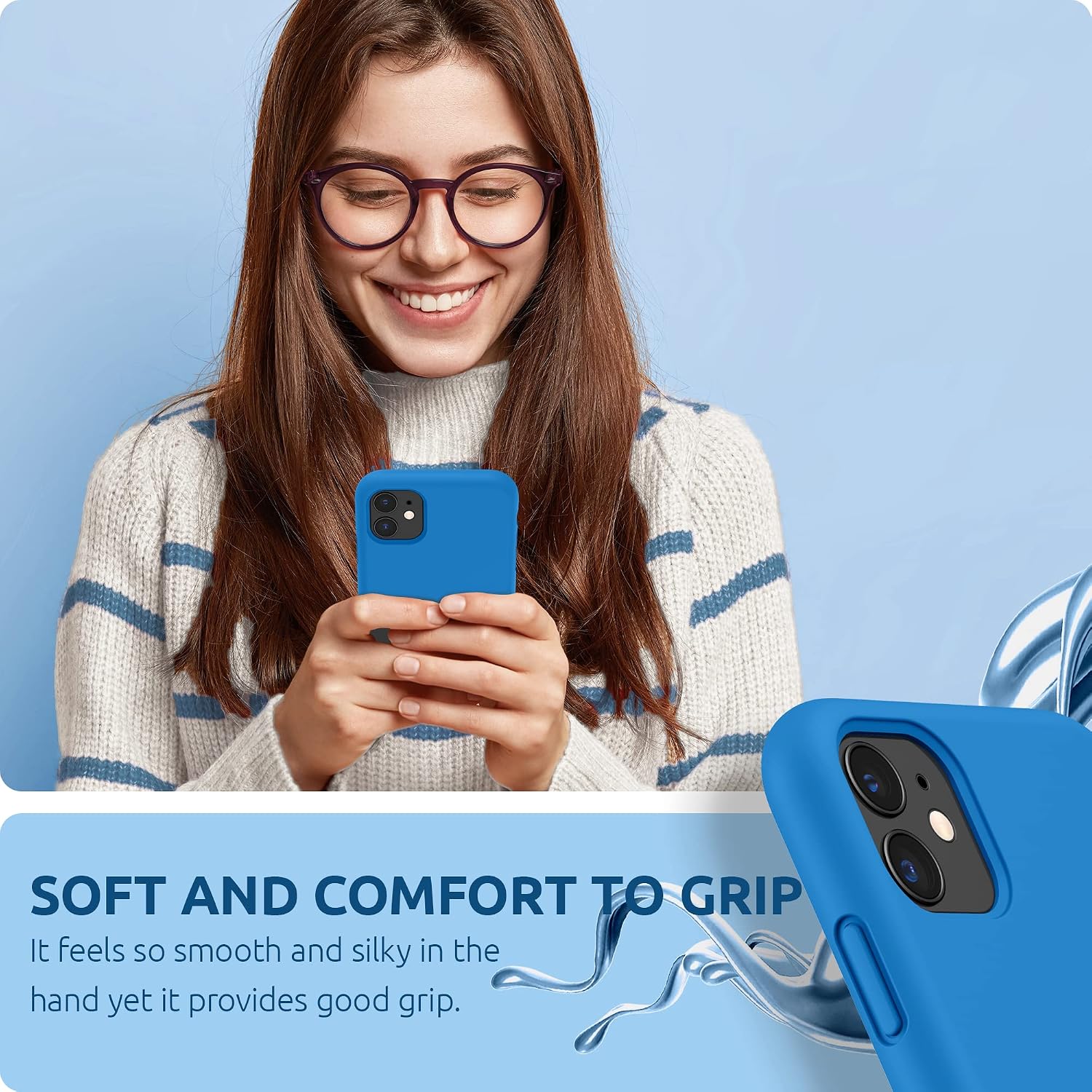 Detalle de SURPHY Liquid Silicone Case for iPhone 11 (6.1') – Surf Blue