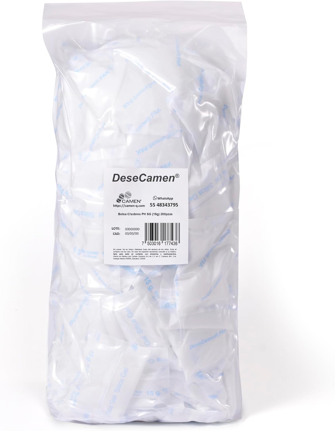 Detalle de DeseCamen Bustine di silice (250 pezzi, 5 g) – protezione dall’umidità in pacchetti dissecanti