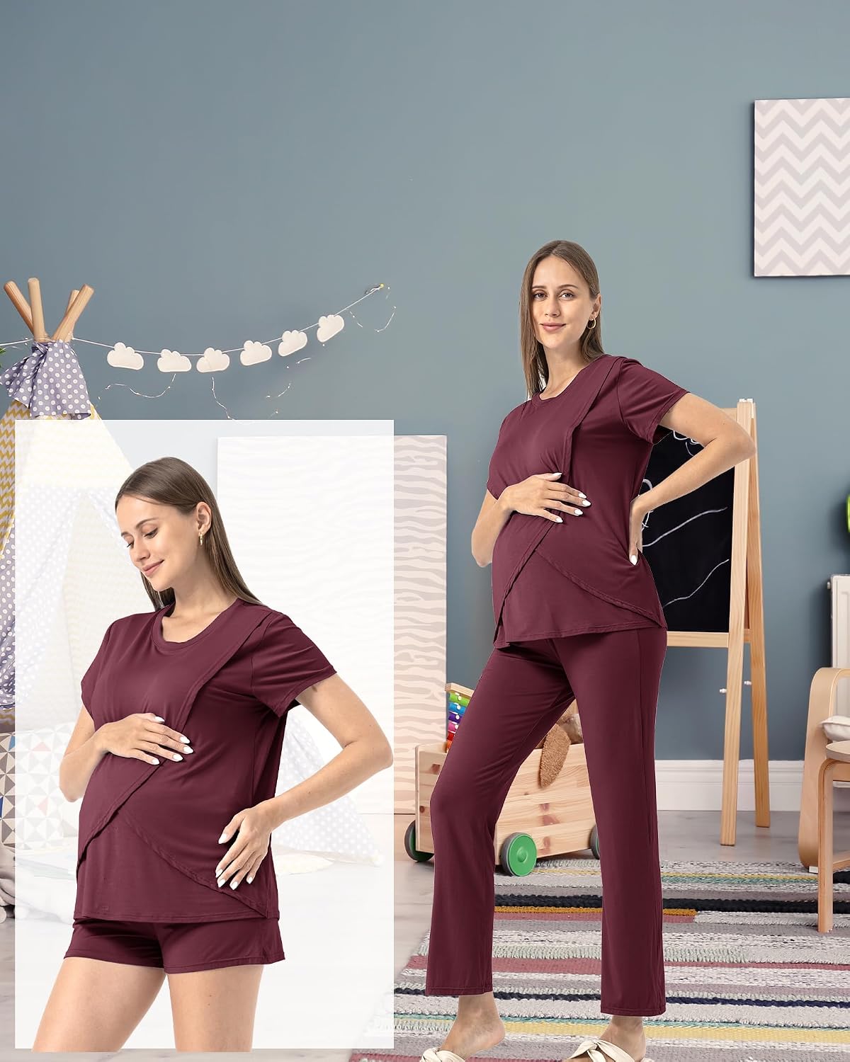 Detalle 2 de SUNNYBUY Stillpyjama-Set 3-teilig nach Geburt