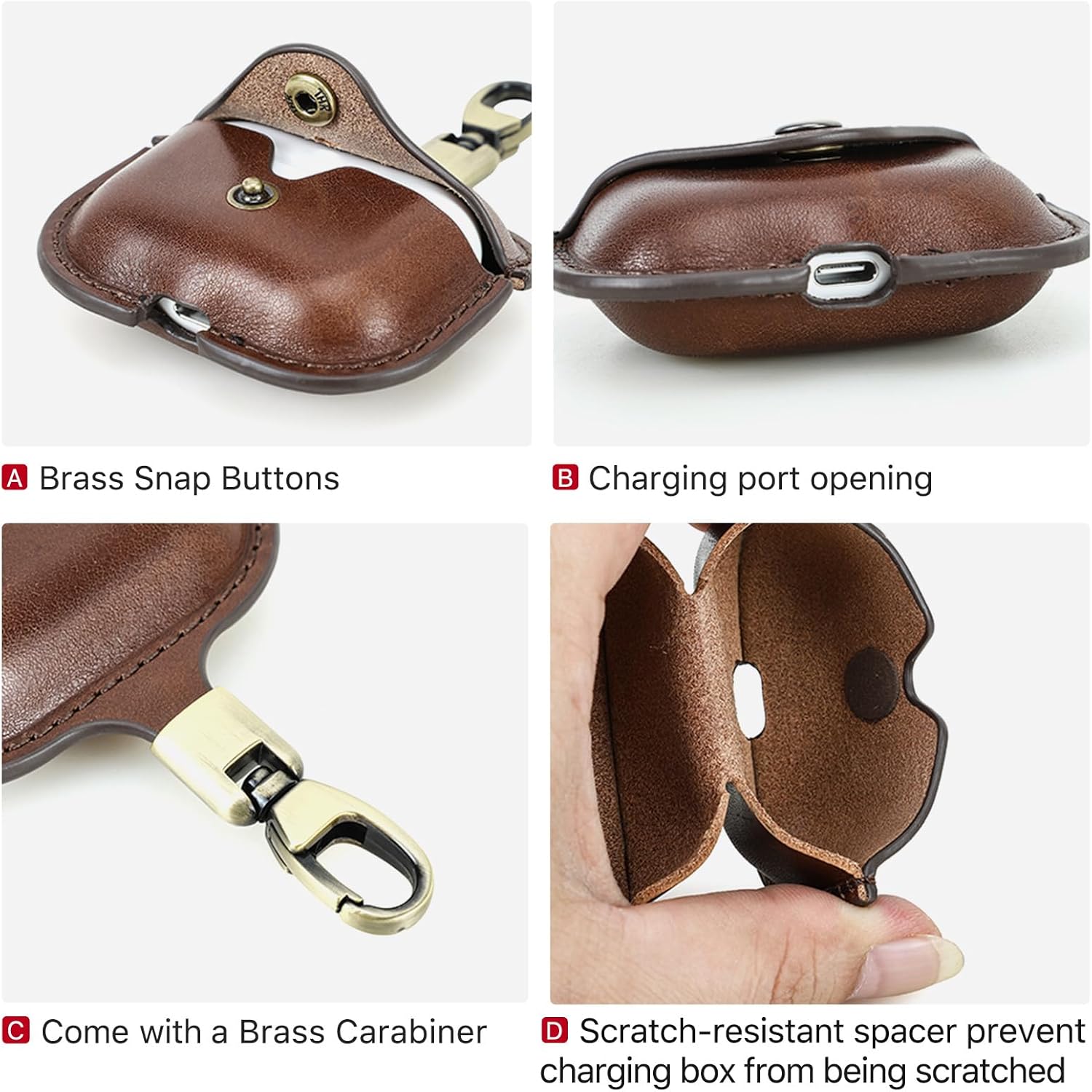 Thumbnail 3 de CONTACT'S FAMILY Leather Case for AirPods Pro 3 (Coffee) with Key Hook