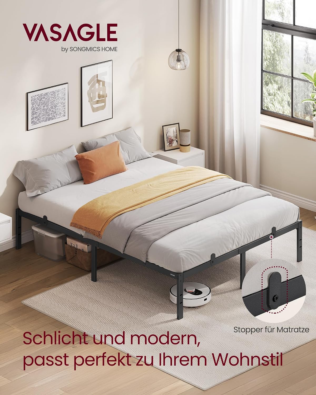 Thumbnail 3 de VASAGLE Doppelbettgestell RMB134B01 (140 x 200 cm) mit Unterbettaufbewahrung