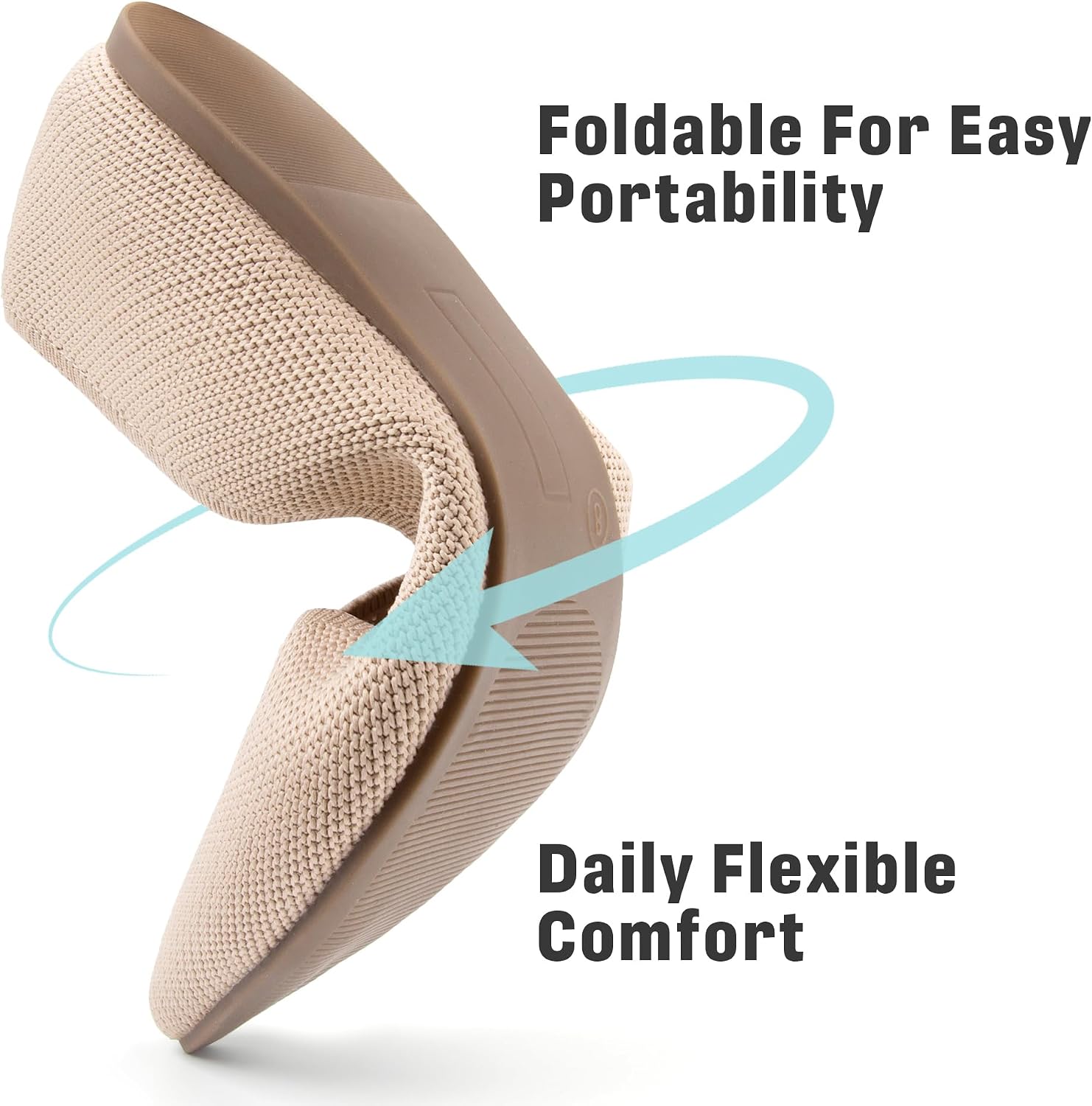 Detalle de AprCoco Knit Ballet Flats with Pointed Toe — Lightweight, Washable All-Day Comfort