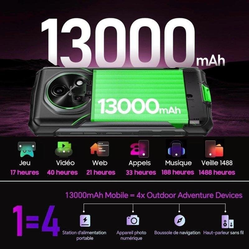 Detalle de Doogee Fire 7 Pro 5G 8GB/256GB, 6.56" Verde: autonomía y resistencia para uso en campo