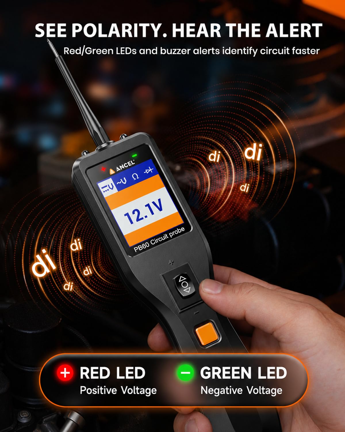 Detalle de ANCEL PB60 Automotive Circuit Tester, 12–24V Probe with TFT Display