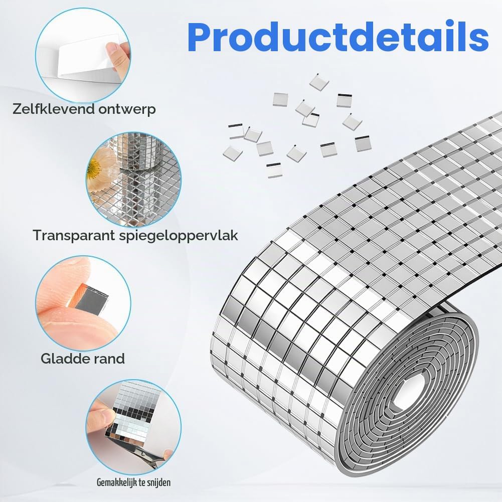 Detalle de Aomig 5817924 spiegelmozaïektegels, zelfklevend, 5 × 5 mm