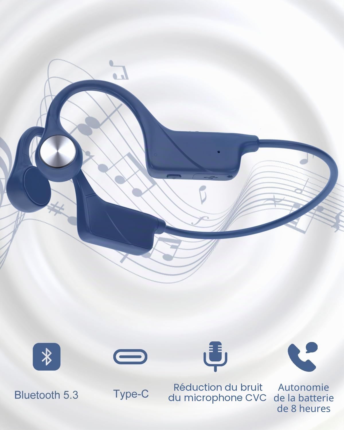Thumbnail 1 de SANOTO Casque conduction osseuse Bluetooth 5.3 open ear – sport IPX5
