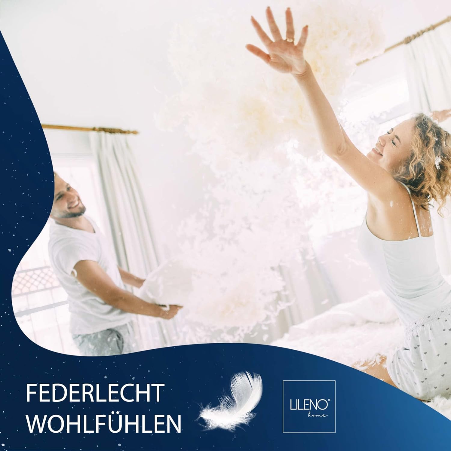 Thumbnail 5 de LILENO HOME Federkissen 50x50 cm (2er-Set) mit Federfüllung – für Kopf, Schlaf- und Bettkissen