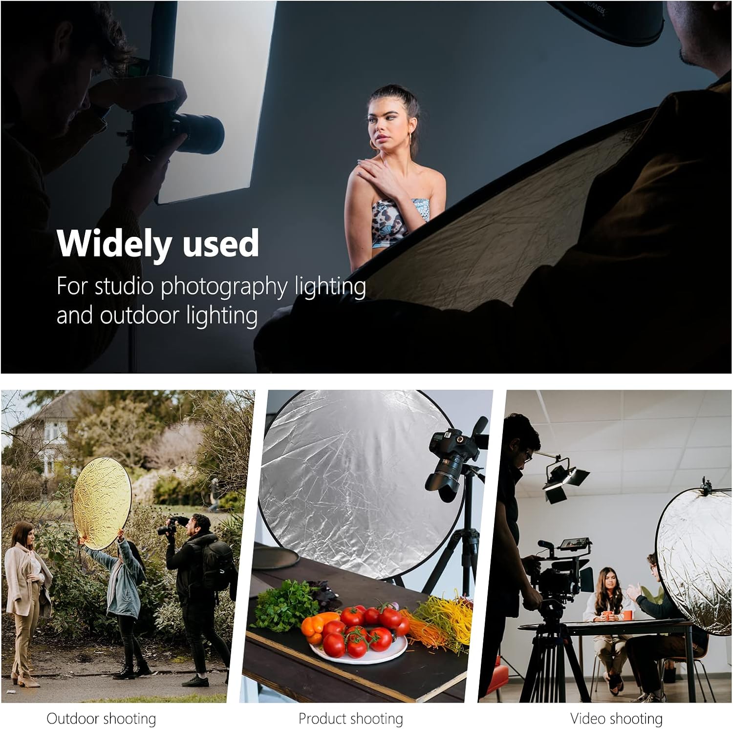 Thumbnail 6 de NEEWER 43 inch (110cm) 5-in-1 Collapsible Light Reflector / Diffuser (Translucent, Silver, Gold, White & Black)