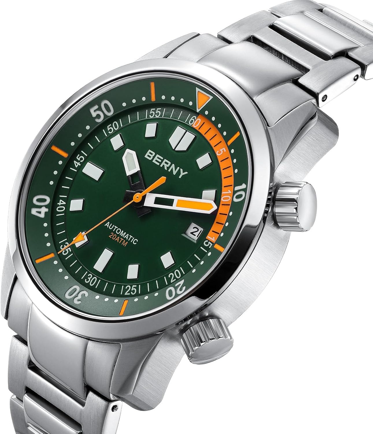Thumbnail 1 de BERNY automatische Taucheruhr für Männer (20 ATM) mit Miyota 8215, Saphirglas und Leuchtzeigern