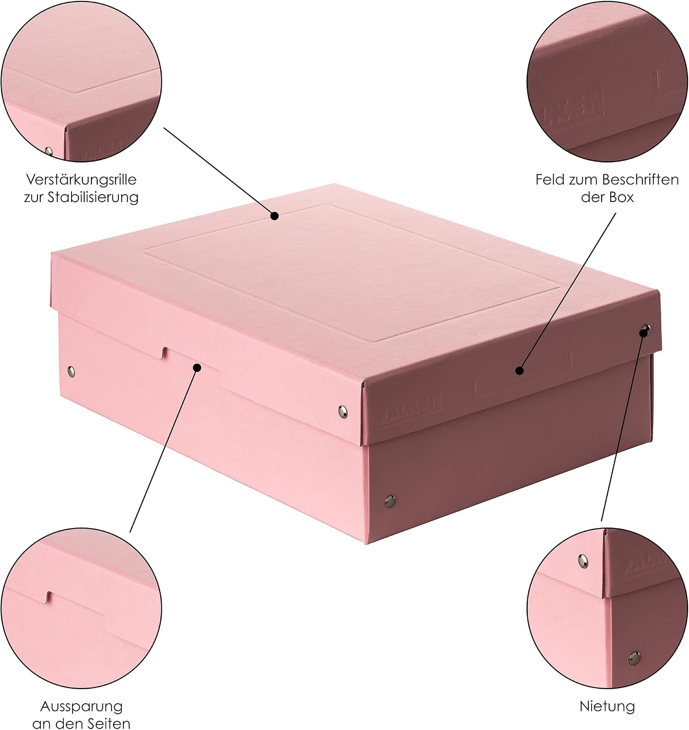 Thumbnail 3 de Falken PureBox Original Pastello – Scatola DIN A4 in cartone FSC, rosa, Made in Germany